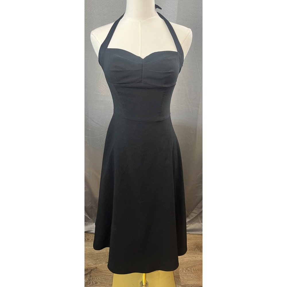 M Collection Vintage 90s Black Halter Dress Goth Retro Prom HOCO USA Sz 3